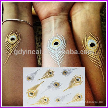 Phoenix Feder gefälschte Körper Kunst Boho Stil metallic Gold und Silber Tattoos (Trible Design)